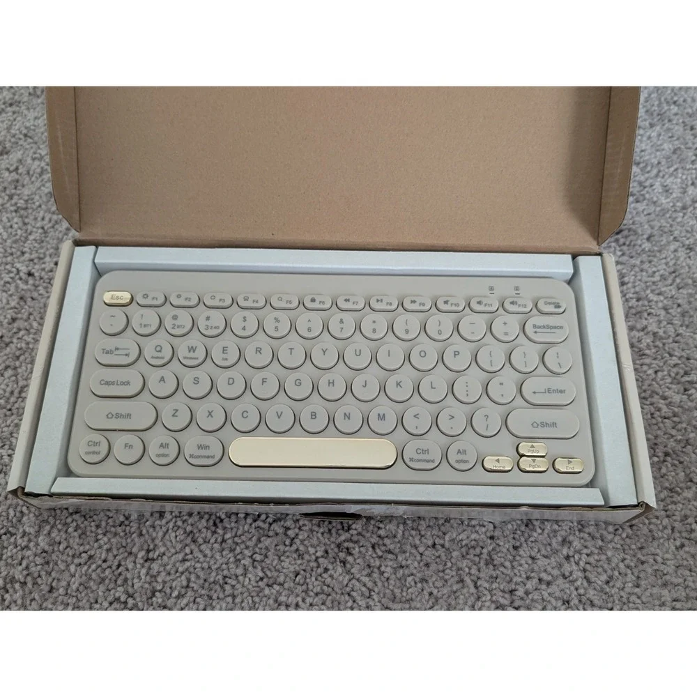 North Wireless Keyboard Compact Pebble Keys Cream + Gold NIB Open Box